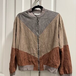 Color Block Suede Jacket Size Medium